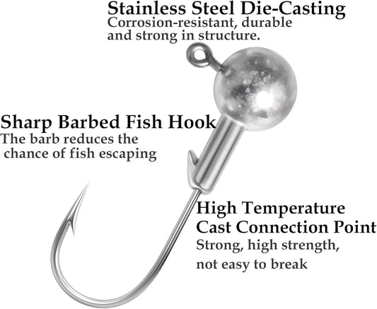 40 Pack  Jig Heads Set with Box, For Soft plastics , Saltwater- Freshwater Tackle Kit