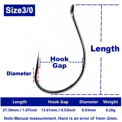 FishTrip 50-200pcs Drop Shot Hooks for Bass Fishing, High Carbon Steel- Wacky Hook