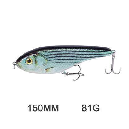 Hanlin Glide/Jerk-bait 75/90/120/150/mm 
FOR BASS, WALLEYE, PIKE, MUSKY, STEELHEAD, SALMON, CATFISH, STRIPERS & INSHORE SPECIES LIKE DRUM, SNOOK, SPECKLED TROUT