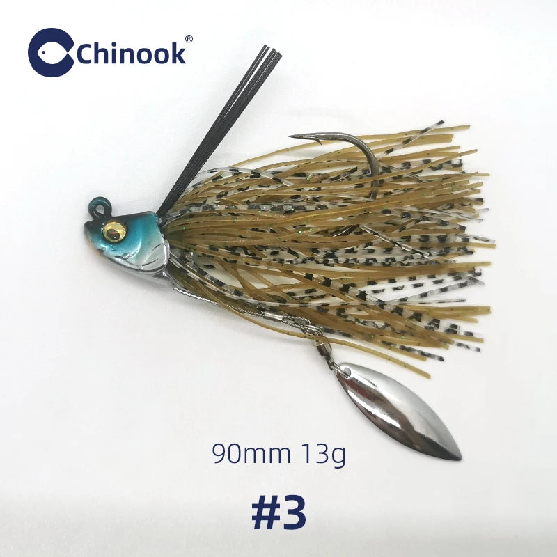 1PCS 13g Metal Jig, Bass Jig, Spinner Bait, Silicone Skirt