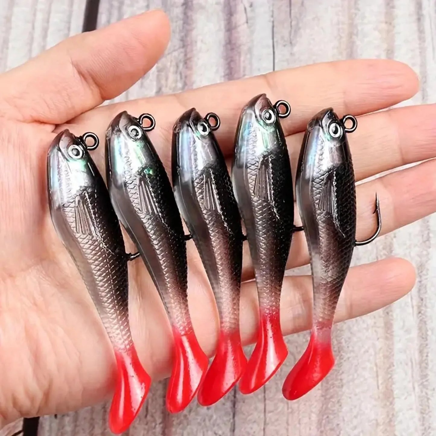 5pcs Soft Artificial Fishing Lures set, Kit Suitable for Freshwater or Saltwater
