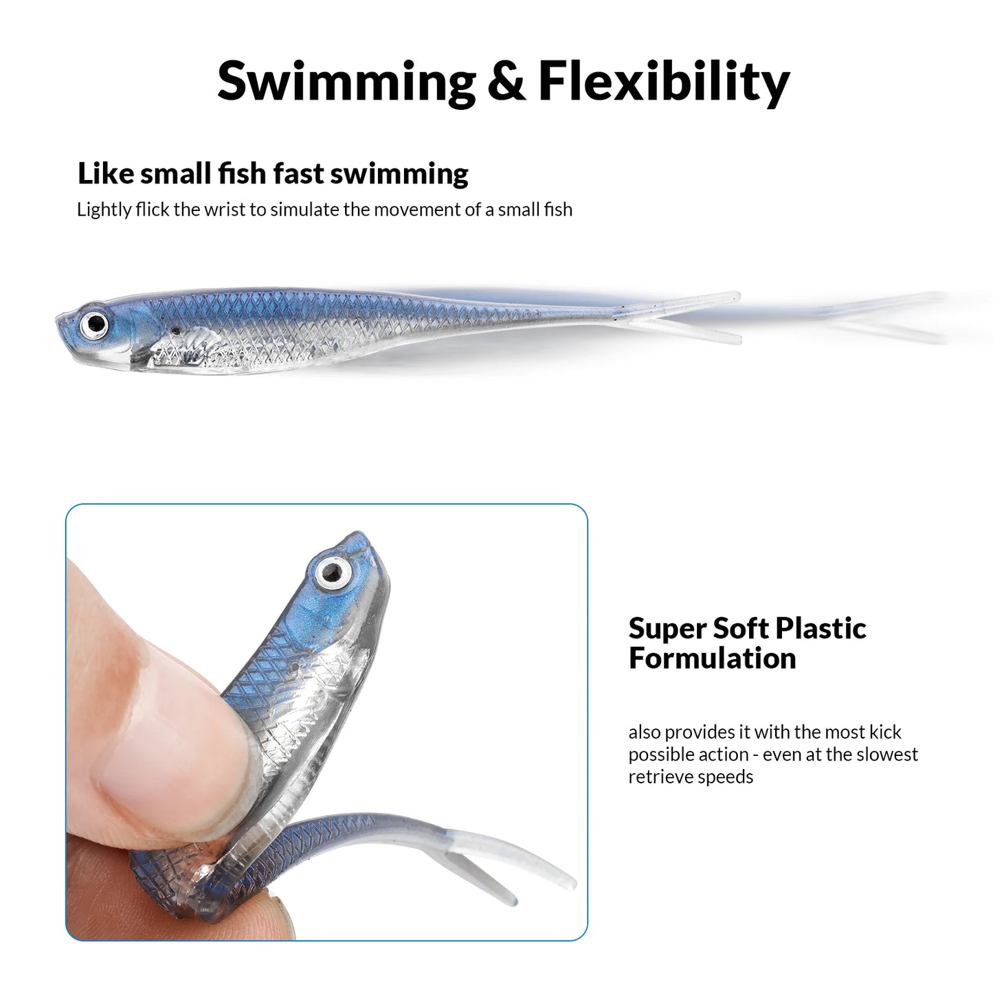 10pcs/12pcs Soft Jerk Baits- 7.5cm 10cm Silicone , For Perch, Bass, Walleye, Pike, Trout Fishing