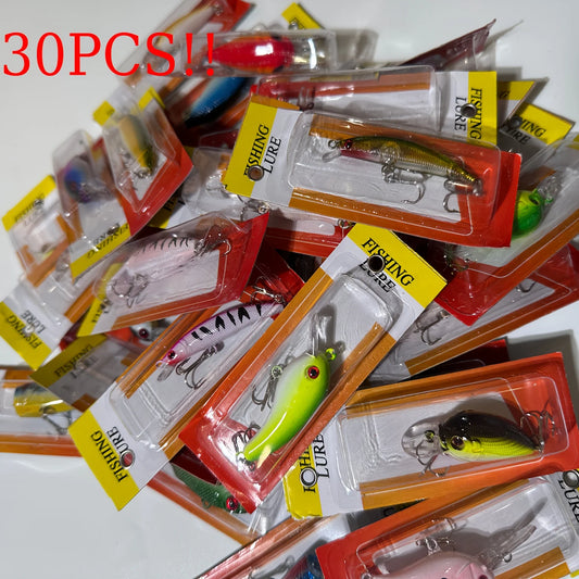 30pcs Fishing Lures Set – Crankbaits, Minnow Baits  for Freshwater & Saltwater