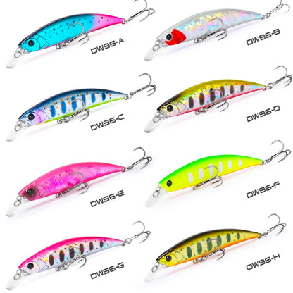 TSURINOYA 80S 12g Sinking Minnow Fishing Lure DW96 8cm Large Trout Pike Rockfish Hard Bait Jerkbait Freshwater Saltwater Wobbler