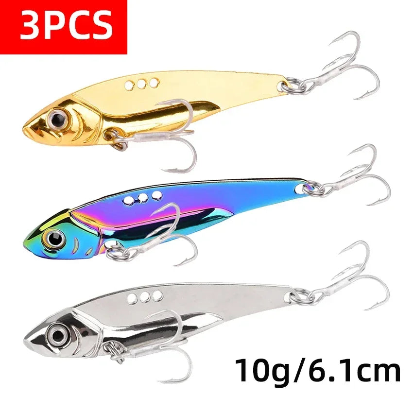 3PCS BLADE-BAIT, Metal Jig - 7g-25g VIB- Sinking/  Pesca, Pike, Carp, Sea Fishing, and ALL Freshwater Species Lure