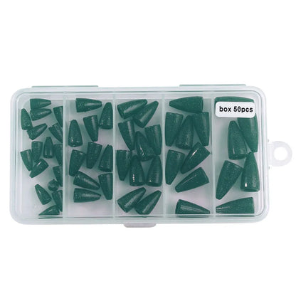 50PCs Bullet Fishing Sinkers, Worm Weights, Slip Fishing Gear Set for Bass Fishing, FOR TEXAS RIGGING