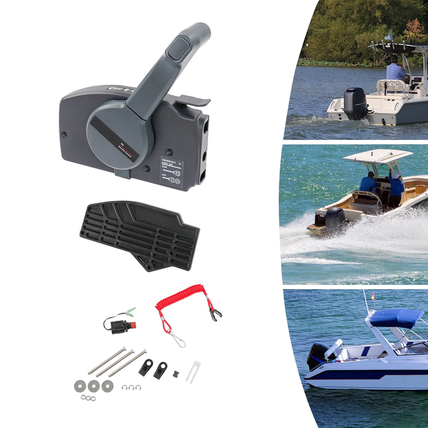 Outboard Remote Control Box Side Mount Outboard Motor Easy Operation Safety Guard For Small Fishing Boats Recreational