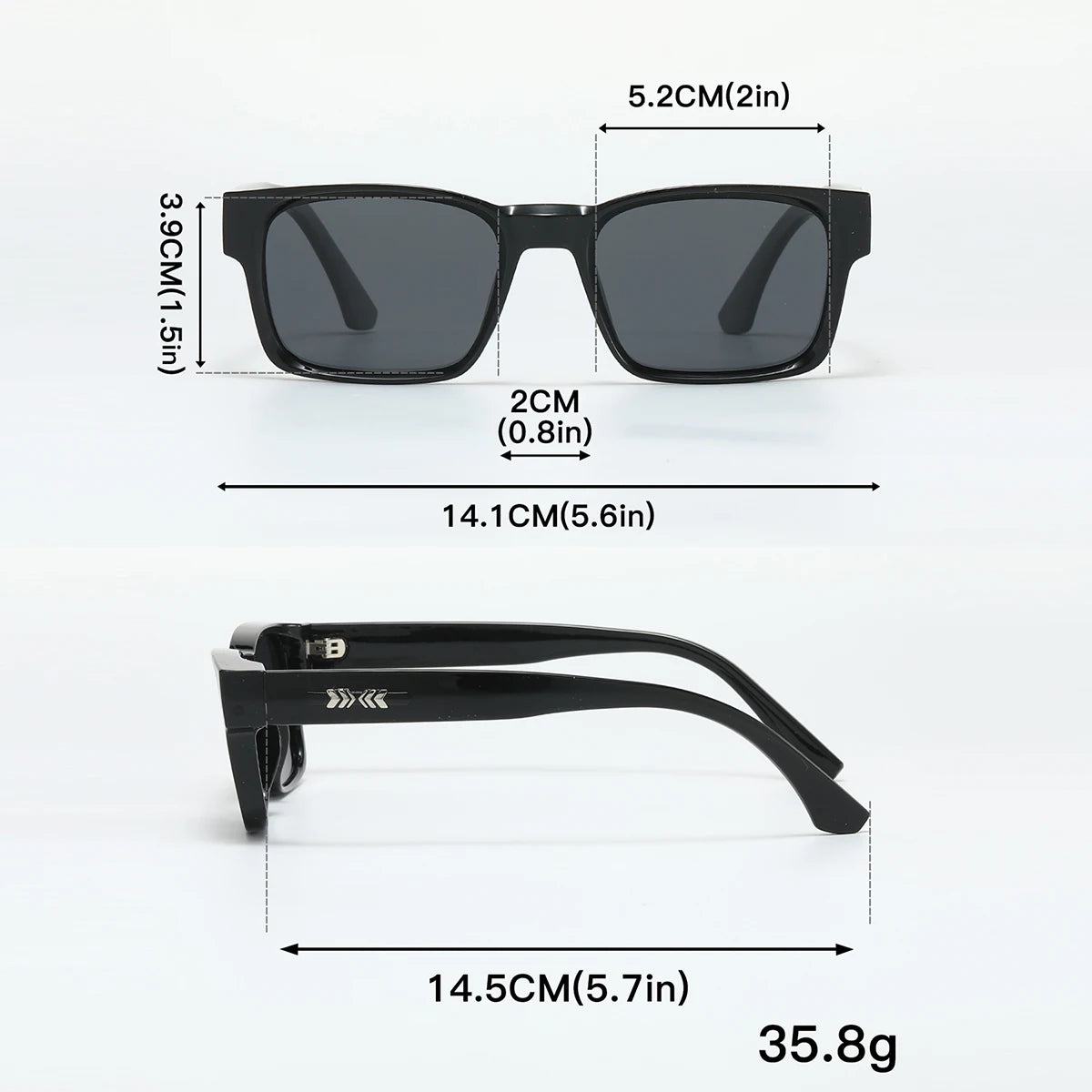 Quality Square Polarized Sunglasses, Metal Core, UV400 Unisex Sun Glasses- Travel, Hiking, Beach, Fishing Eyewear