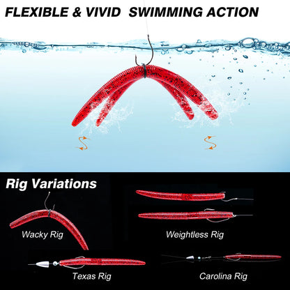 Goture 72pcs/143pcs Soft Lure Set 4in/5in High Quality, Senko-style Worm, High-carbon Hooks , Tackle Box
