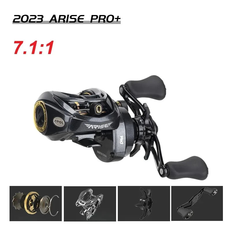 Haibo 23 ARISE PRO/PRO+ Baitcasting Fishing Reel 11B+1RB 6.4:1-8.1:1 Freshwater and Sea, Long Casting- Snakehead