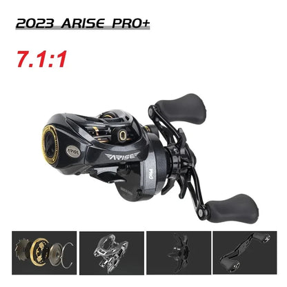 Haibo 23 ARISE PRO/PRO+ Baitcasting Fishing Reel 11B+1RB 6.4:1-8.1:1 Freshwater and Sea, Long Casting- Snakehead