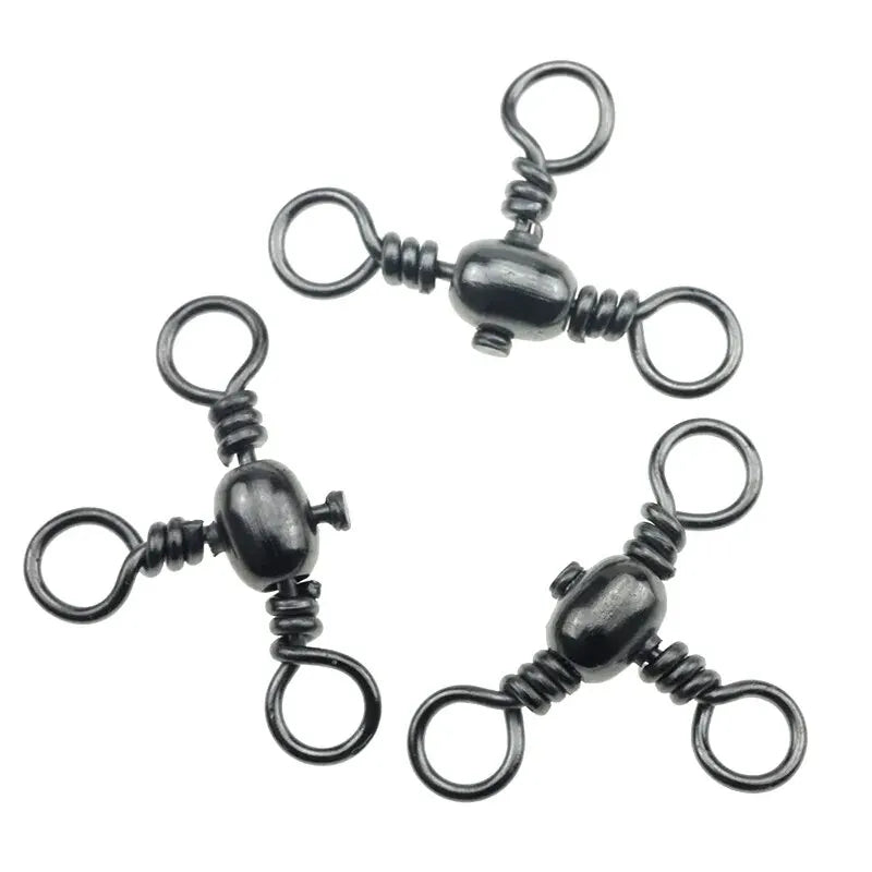 50PCS/Bag Fishing Accessories Black Nickel T-Swivel, for 3-Way Rigging