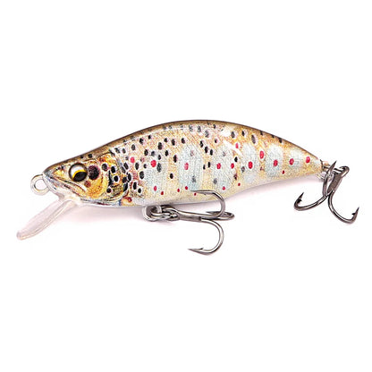 B&U Minnow Fishing Lure- Trout Pattern- Hard Bait, Assorted with Sharp Treble Hooks, Freshwater Lures for Bass, Trout, Pike