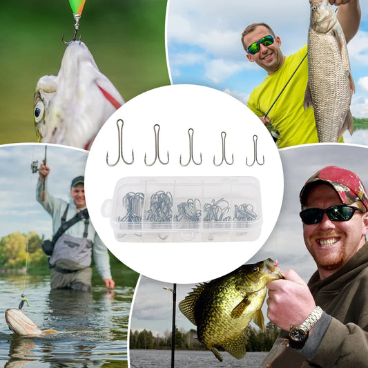 50pcs Long Shank Double Hook High Carbon Steel, Barbed Frog Hook