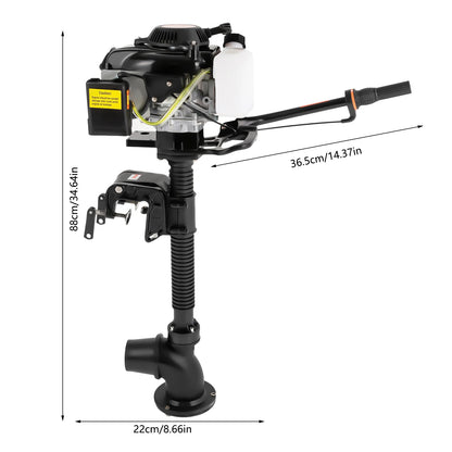 4 Stroke 4HP Outboard Motor, Fishing Boat Engine with Air Cooling, Jet Pump- Outboard Short Shaft Motor 55cc