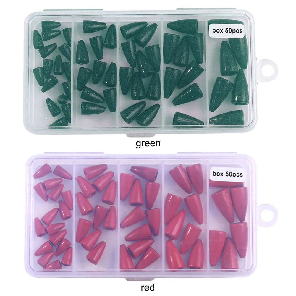 50PCs Bullet Fishing Sinkers, Worm Weights, Slip Weights- Saltwater Freshwater
