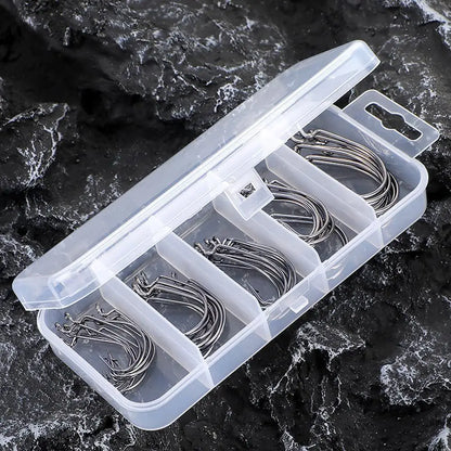 EWG Offset Worm Hooks for Bass Fishing, Texas Rig Hooks for Senko Soft Plastics Bait in Saltwater or Freshwater Size:2#