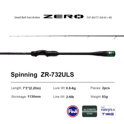PURELURE ZERO Small Bait, Light, High Carbon, Long Throwing Spinning Rod, BFS , UL , Stream killer