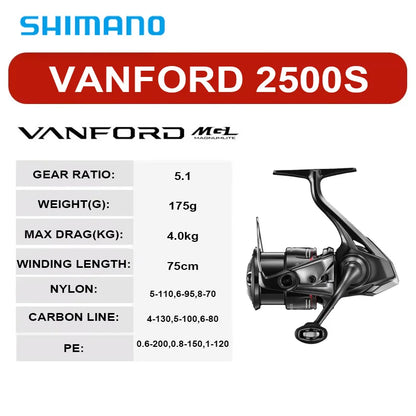 NEW SHIMANO VANFORD Spinning Reel 2500/3000 Series- MGL Rotor Body LONG STROKE Spool- Freshwater/ Saltwater
